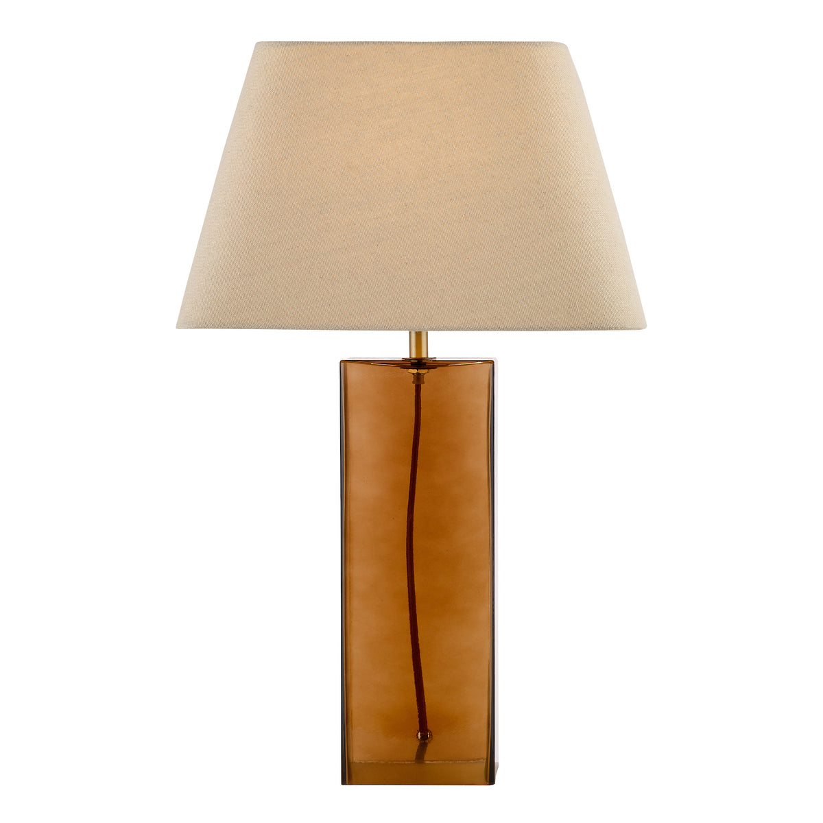 Izar Brown Glass Table Lamp with Taupe Linen Shade