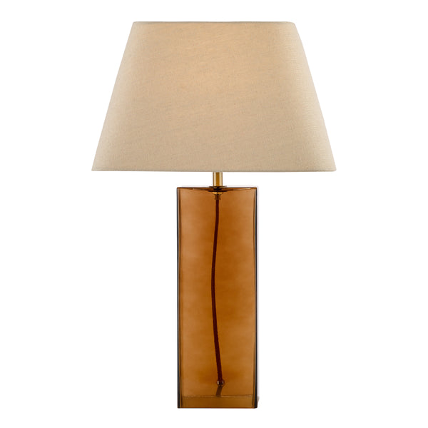 Izar Brown Glass Table Lamp with Taupe Linen Shade