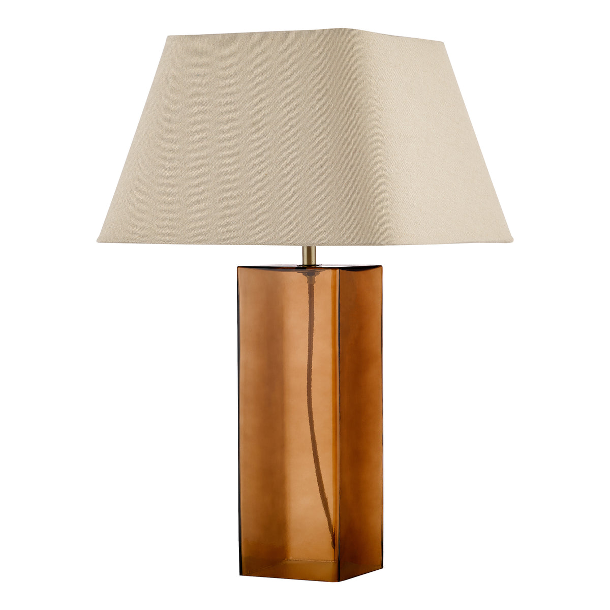 Izar Brown Glass Table Lamp with Taupe Linen Shade