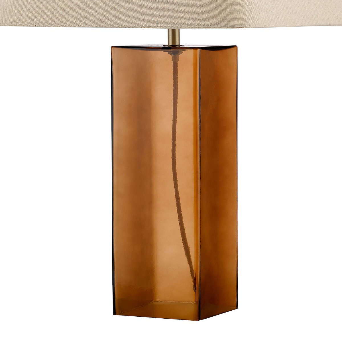 Izar Brown Glass Table Lamp with Taupe Linen Shade