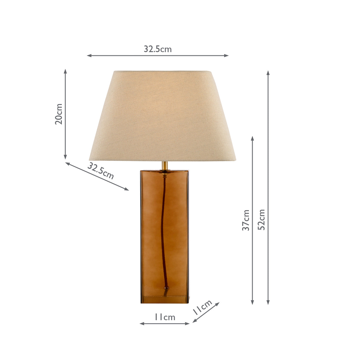 Izar Brown Glass Table Lamp with Taupe Linen Shade