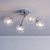 Izzy 4 Light Semi-Flush Ceiling Light In Polished Chrome With Clear Twisted Glass Shades