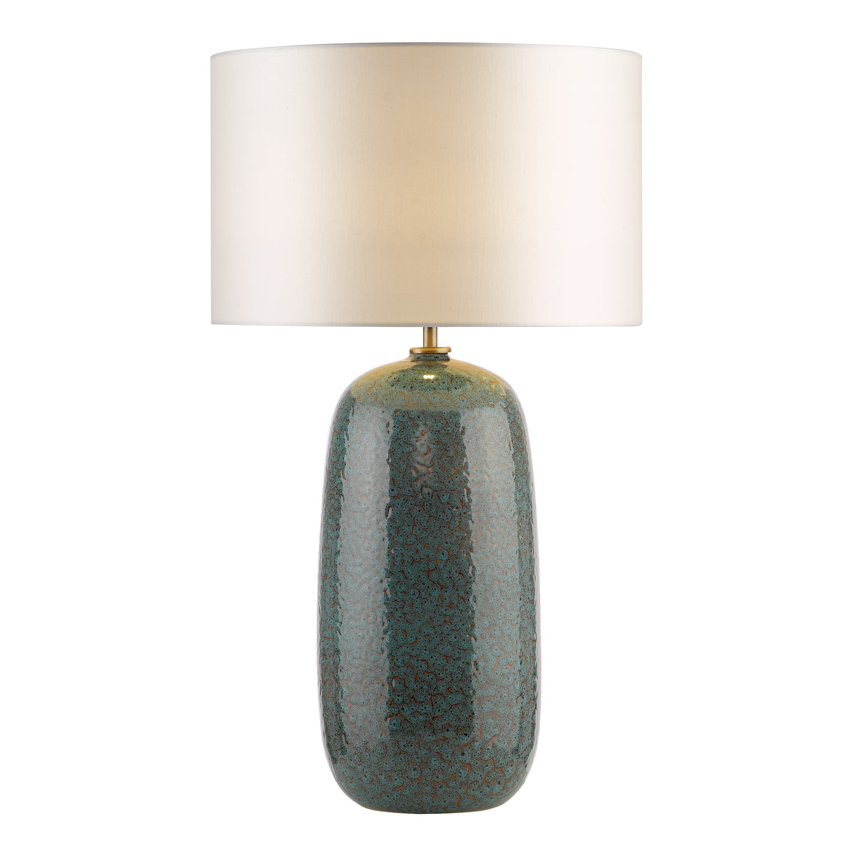 Jadis Ceramic Table Lamp in Blue with Ivory Linen Shade