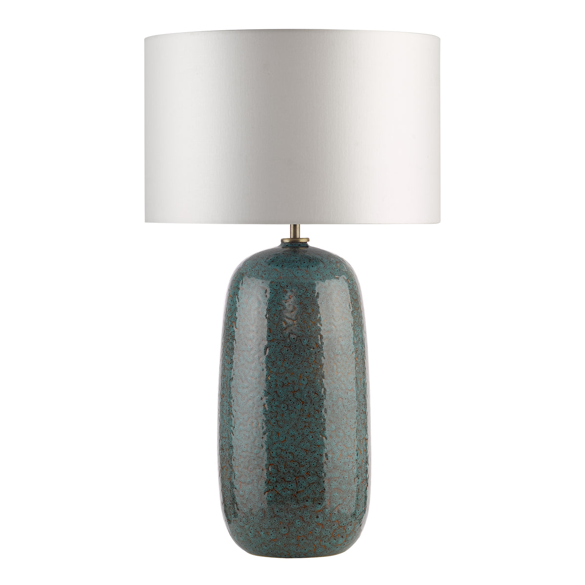 Jadis Ceramic Table Lamp in Blue with Ivory Linen Shade
