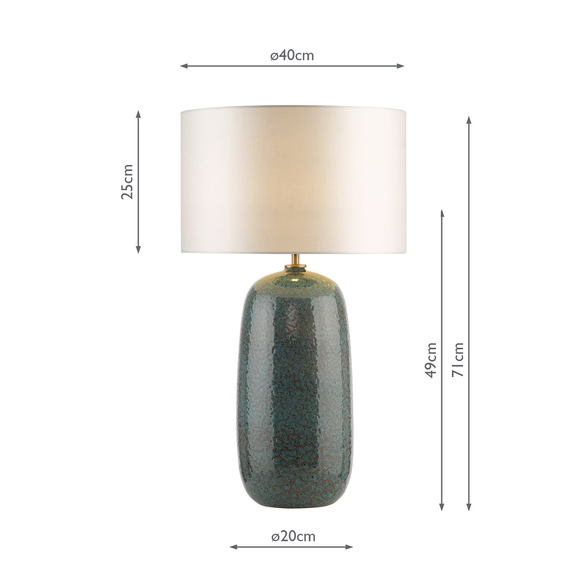 Jadis Ceramic Table Lamp in Blue with Ivory Linen Shade