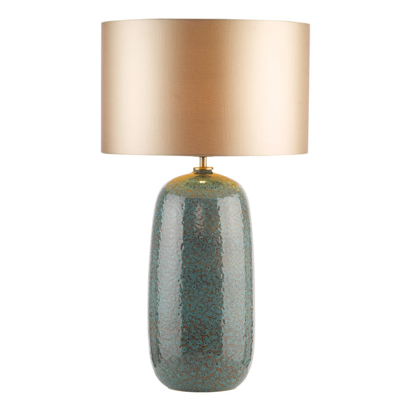 Jadis Ceramic Table Lamp in Blue with Taupe Cotton Shade