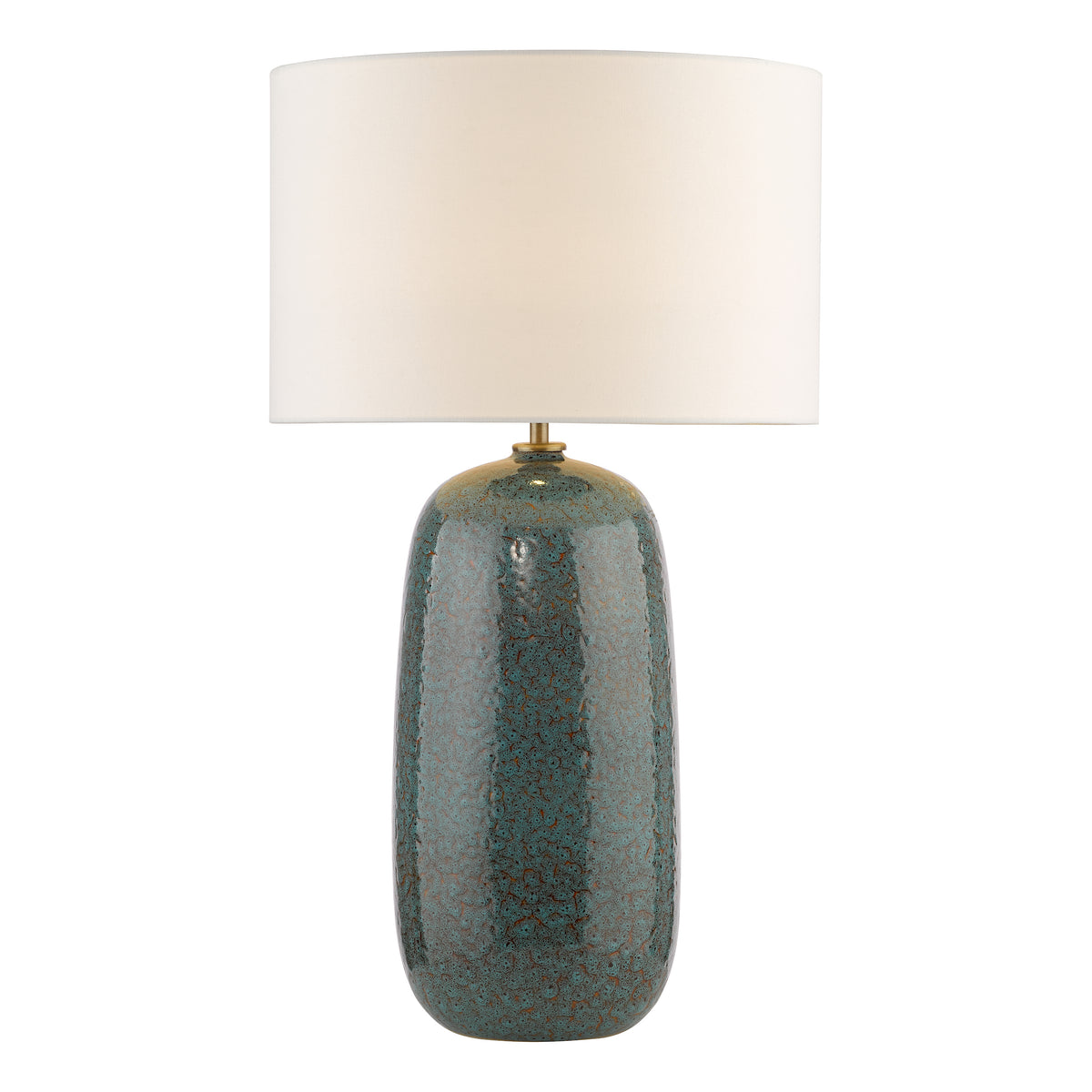 Jadis Ceramic Table Lamp in Blue with White Linen Shade