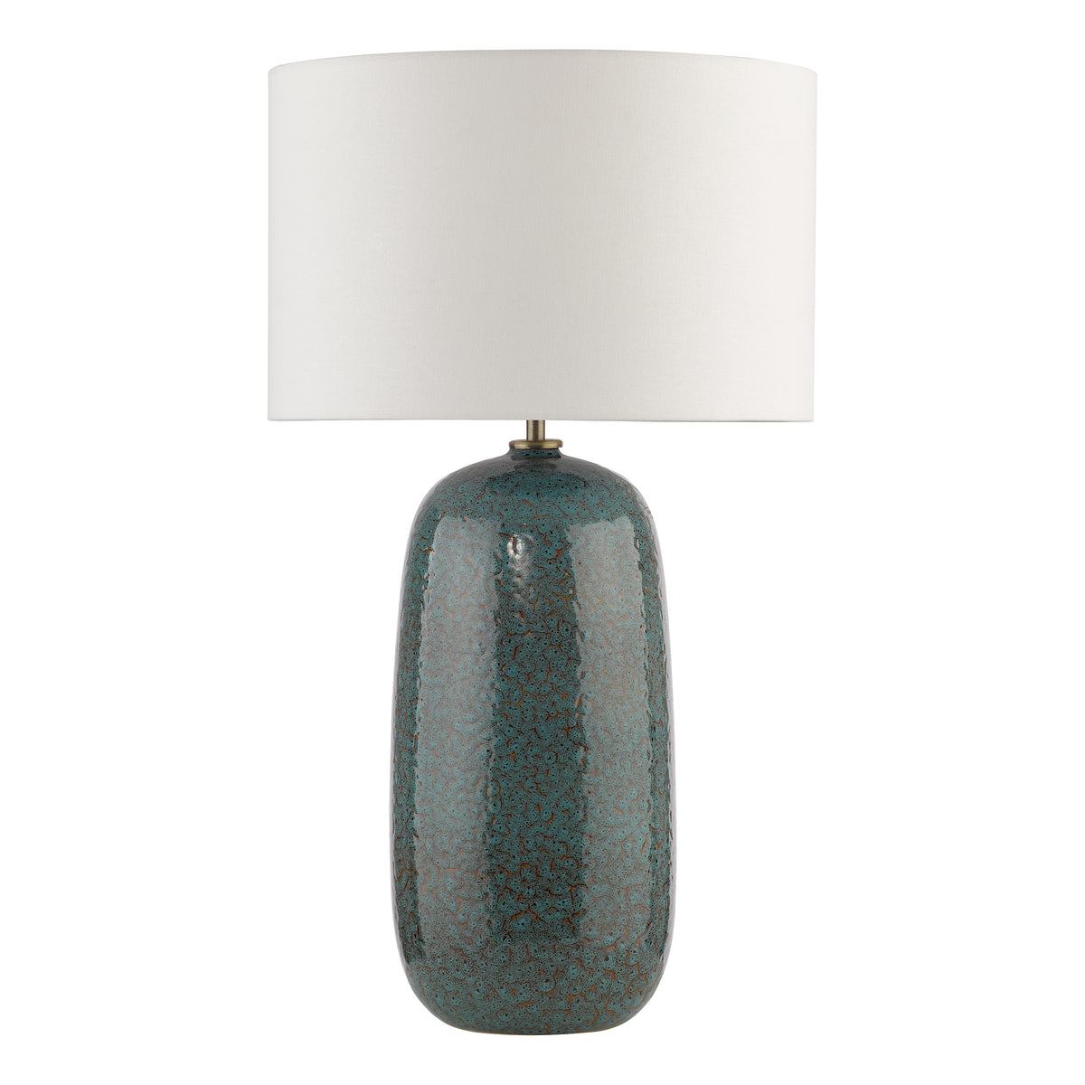 Jadis Ceramic Table Lamp in Blue with White Linen Shade
