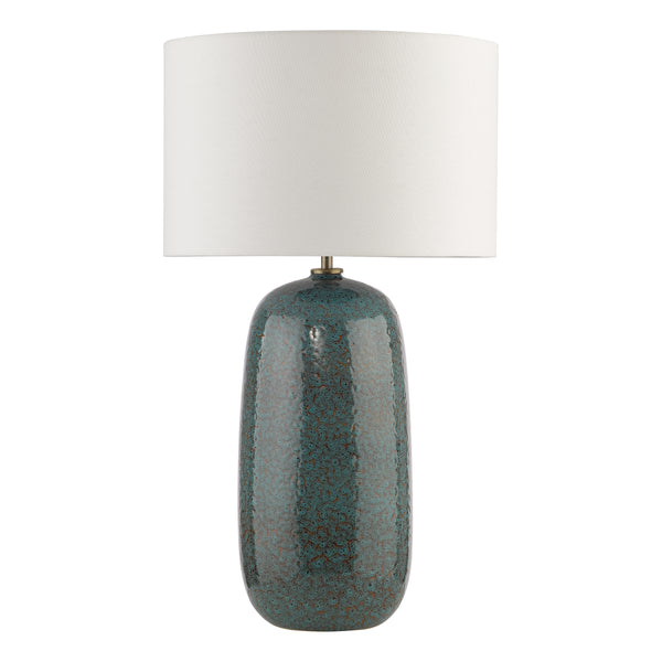 Jadis Ceramic Table Lamp in Blue with White Linen Shade
