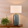Jadis Ceramic Table Lamp in Blue with White Linen Shade