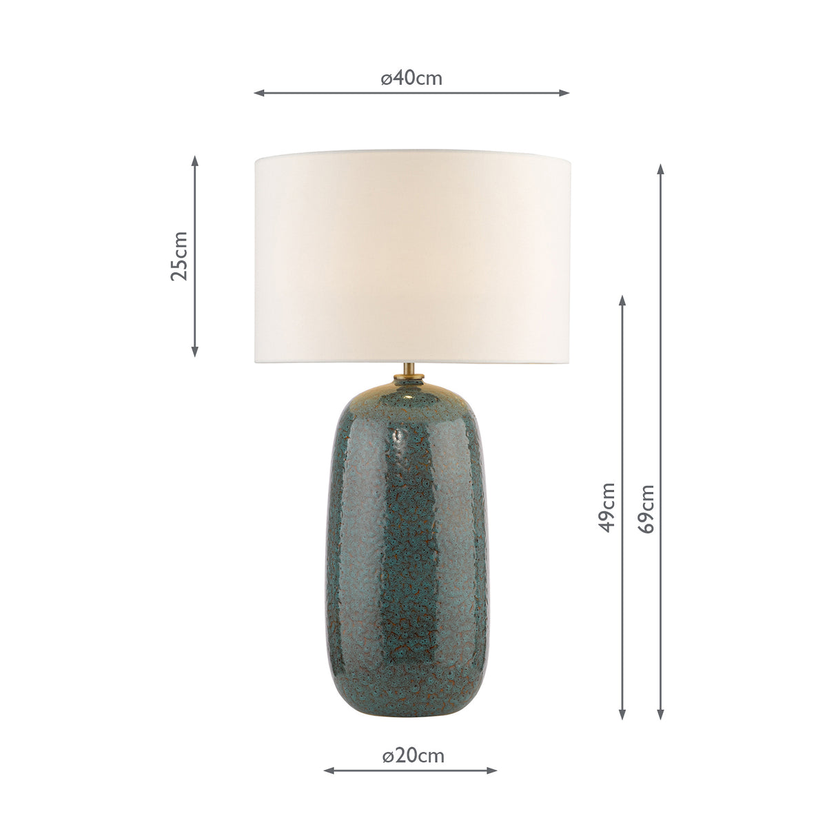 Jadis Ceramic Table Lamp in Blue with White Linen Shade