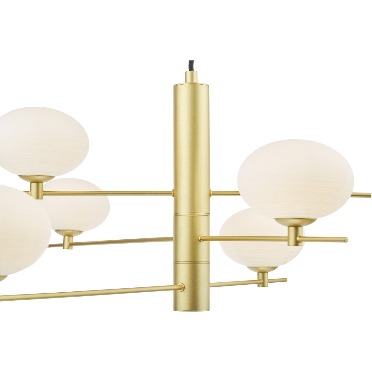 Jasper 6 Light Pendant In Satin Gold With Opal Glass Shades
