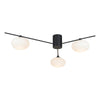 Jasper 3 Light Semi Flush Fitting In Matt Black With Opal Glass Shades