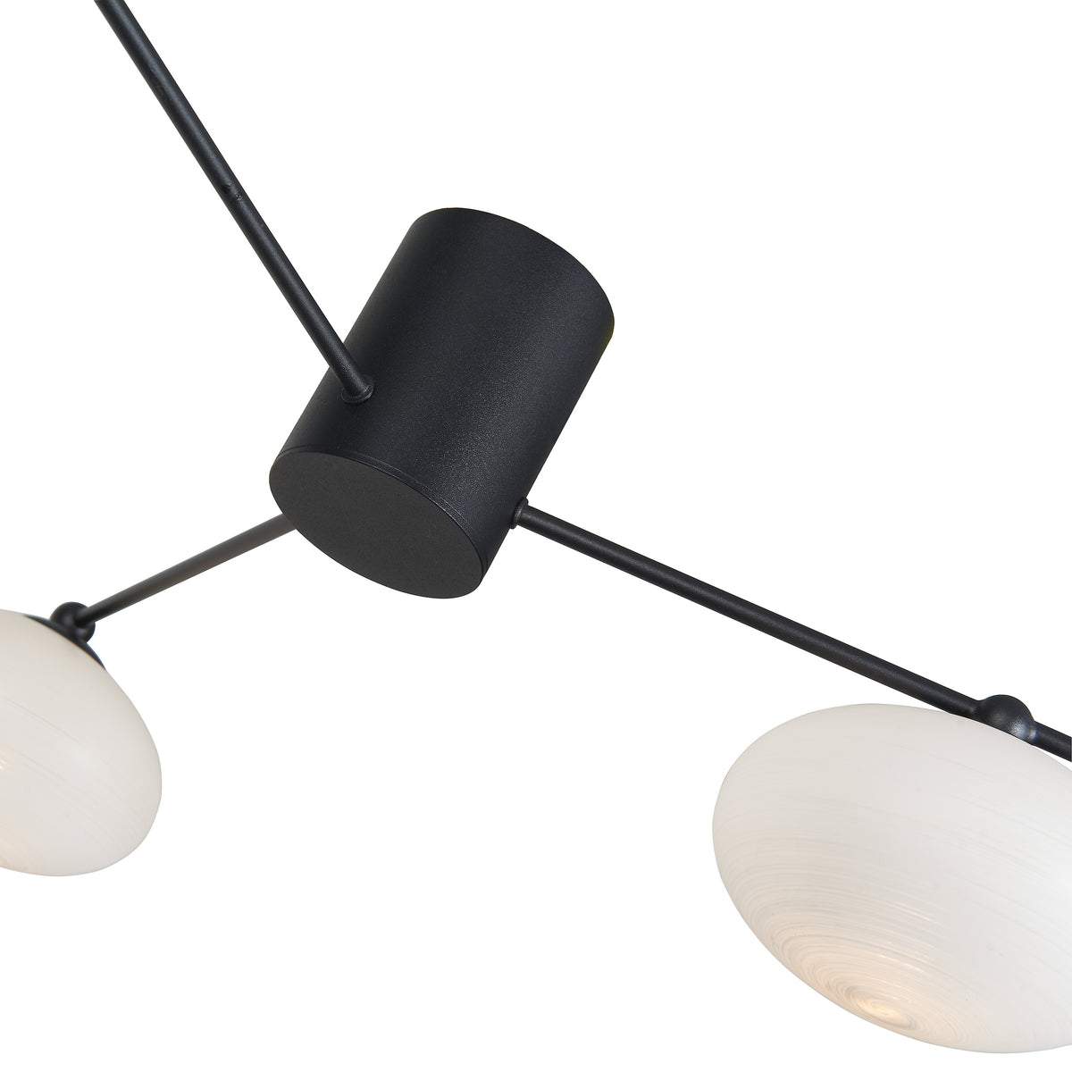 Jasper 3 Light Semi Flush Fitting In Matt Black With Opal Glass Shades