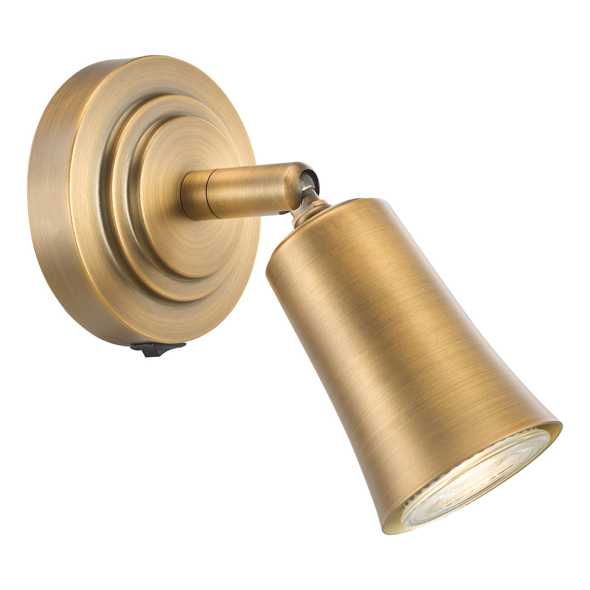Jedrek Switched Single Adjustable Spotlight in Aged Brass