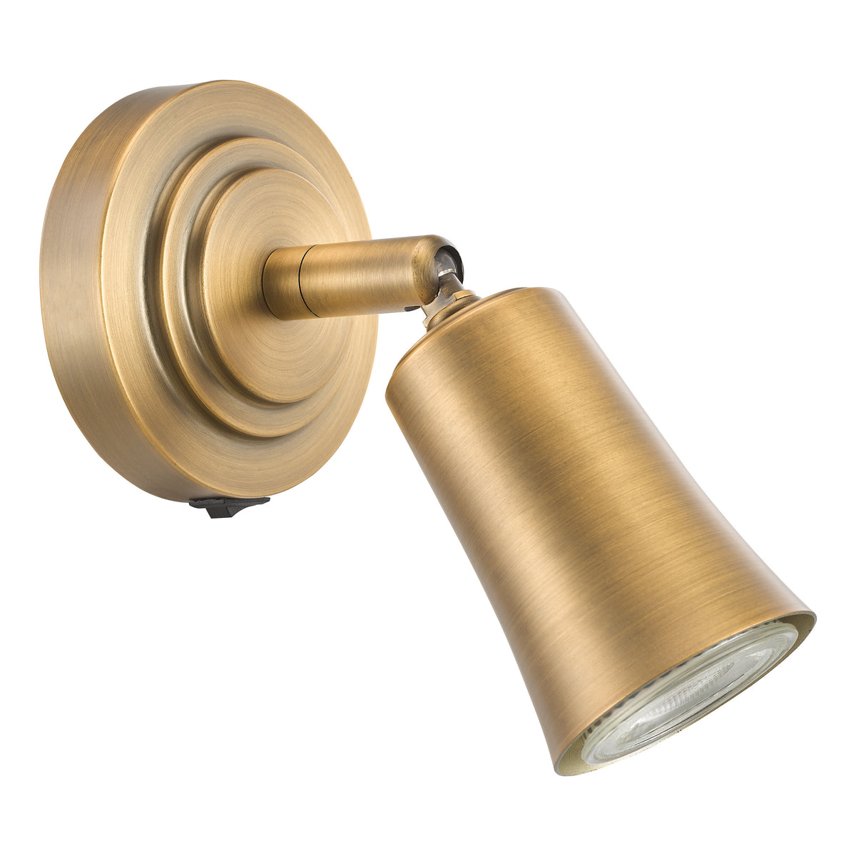 Jedrek Switched Single Adjustable Spotlight in Aged Brass