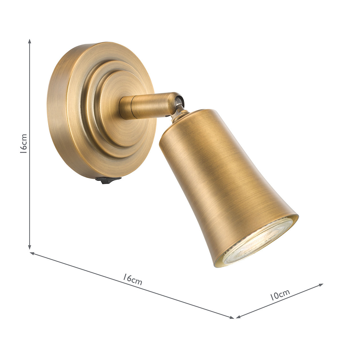 Jedrek Switched Single Adjustable Spotlight in Aged Brass