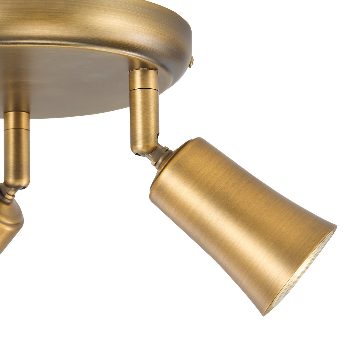 Jedrek Three Spot Round Adjustable Spotlight in Aged Brass