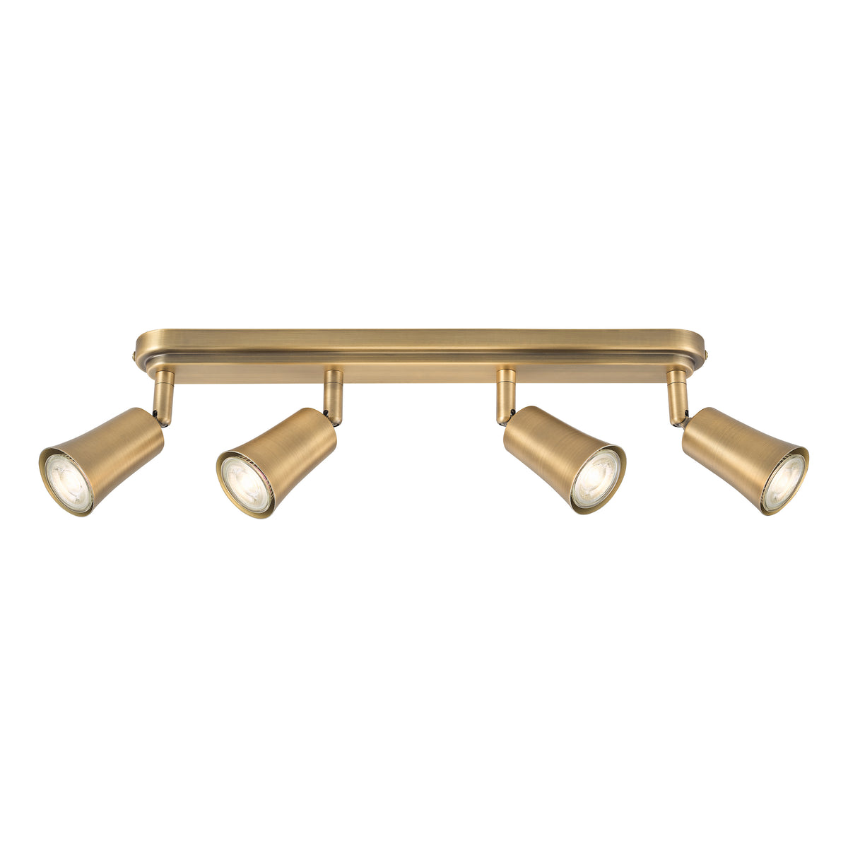 Jedrek Four Spot Adjustable Bar Spotlight in Aged Brass