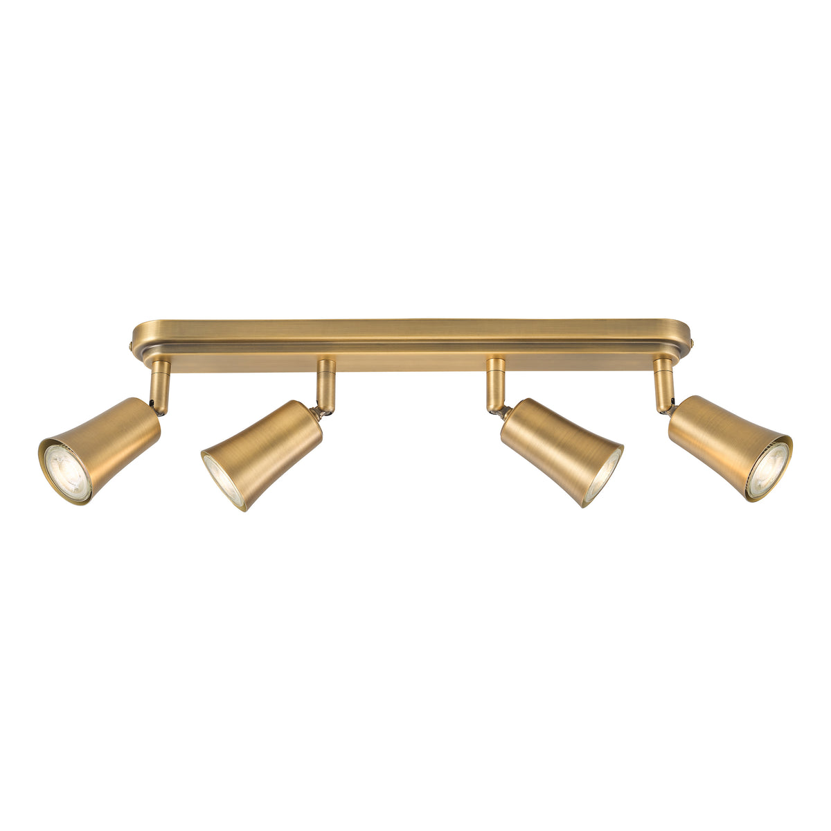 Jedrek Four Spot Adjustable Bar Spotlight in Aged Brass