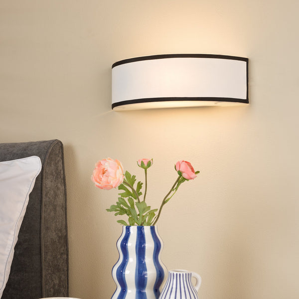 Jemima Wall Light in White & Black with Frosted Acrylic Diffuser