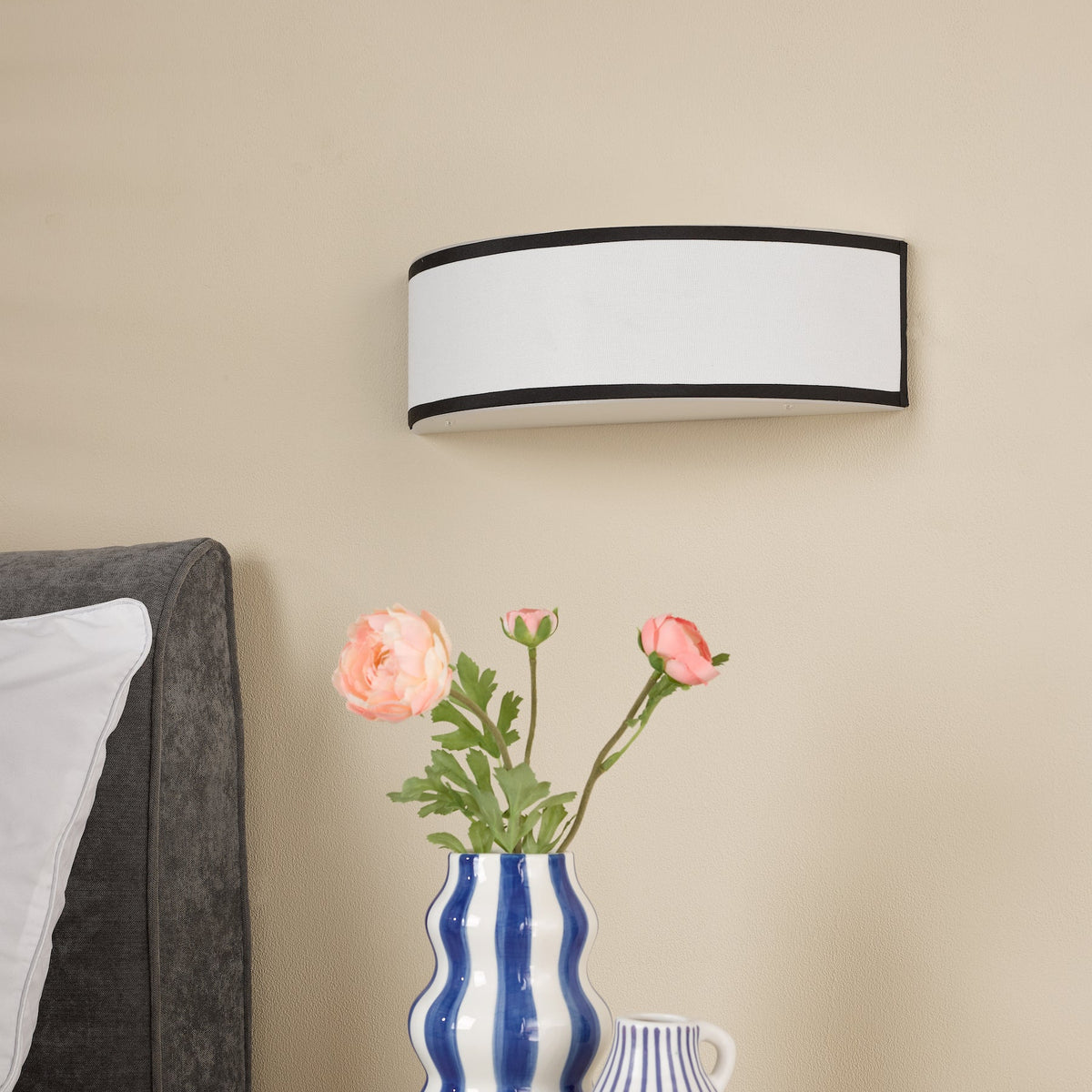 Jemima Wall Light in White & Black with Frosted Acrylic Diffuser