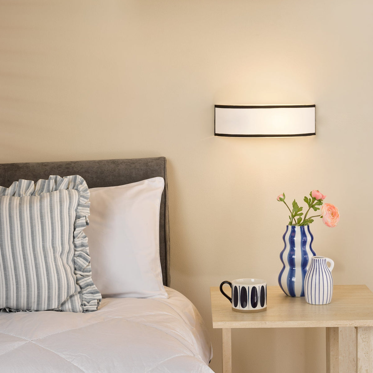 Jemima Wall Light in White & Black with Frosted Acrylic Diffuser