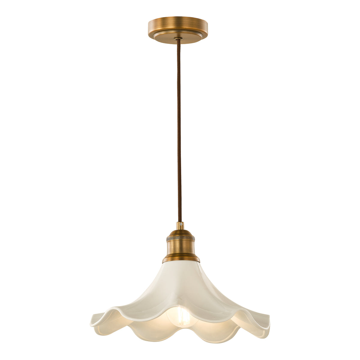 Kayla Pendant in Antique Bronze with Cream Porcelain Shade