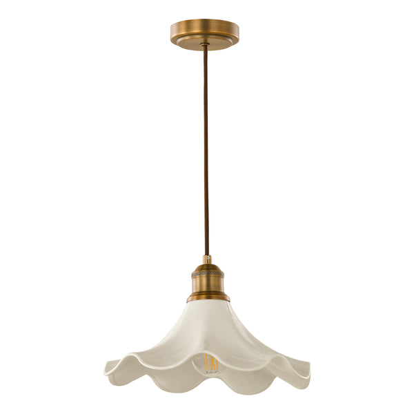 Kayla Pendant in Antique Bronze with Cream Porcelain Shade