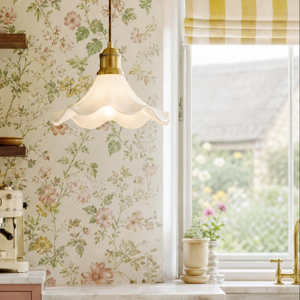 Kayla Pendant in Antique Bronze with Cream Porcelain Shade