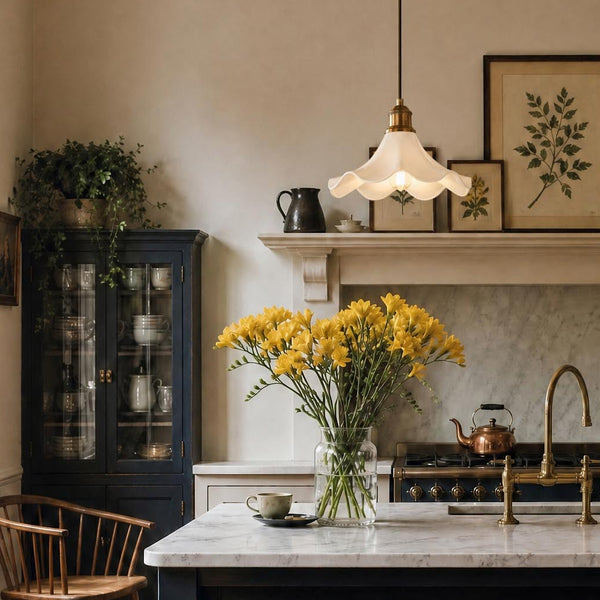 Kayla Pendant in Antique Bronze with Cream Porcelain Shade