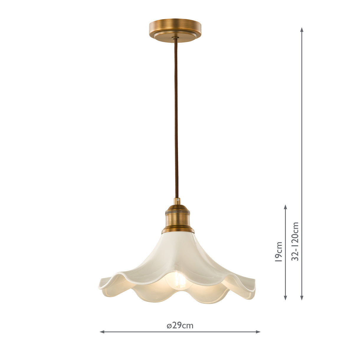 Kayla Pendant in Antique Bronze with Cream Porcelain Shade