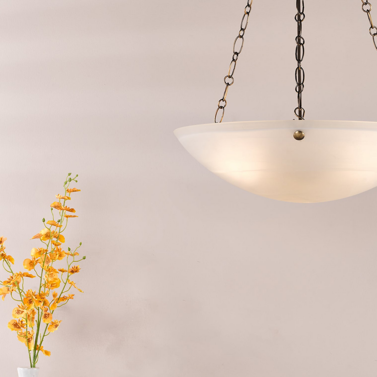 Keita Pendant in Antique Bronze with Alabaster Effect Glass Shade