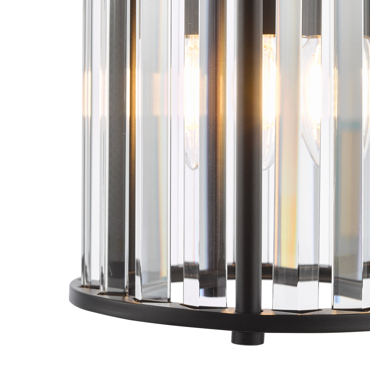 Kiran Single Drop Pendant In Satin Black with Crystal