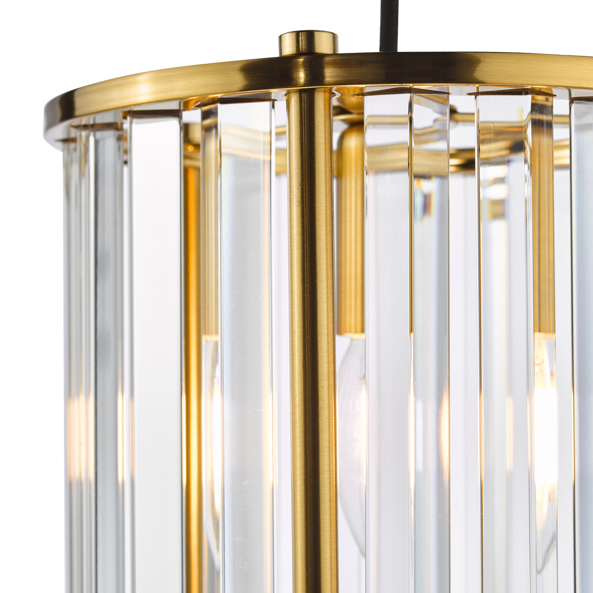 Kiran Single Drop Pendant In Natural Brass with Crystal