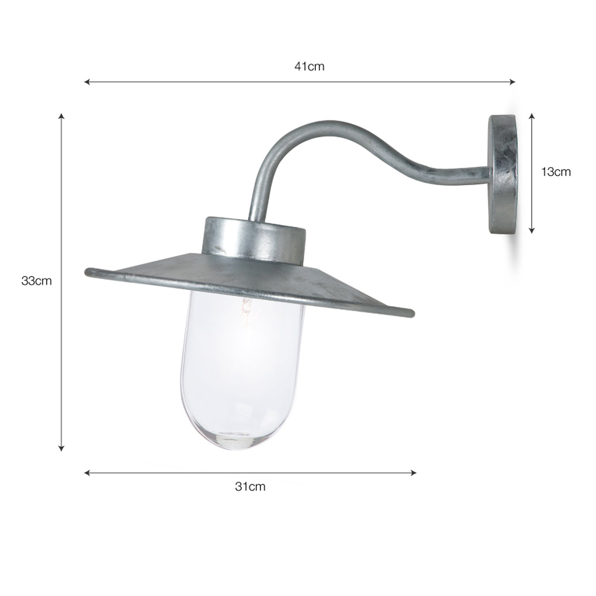 St Ives Swan Neck Exterior Galvanised Wall Light