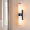 Lars IP44 Up and Down Wall Light in Matt Black with White Diffusers