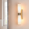 Lars IP44 Up and Down Wall Light in Brushed Gold with White Diffusers