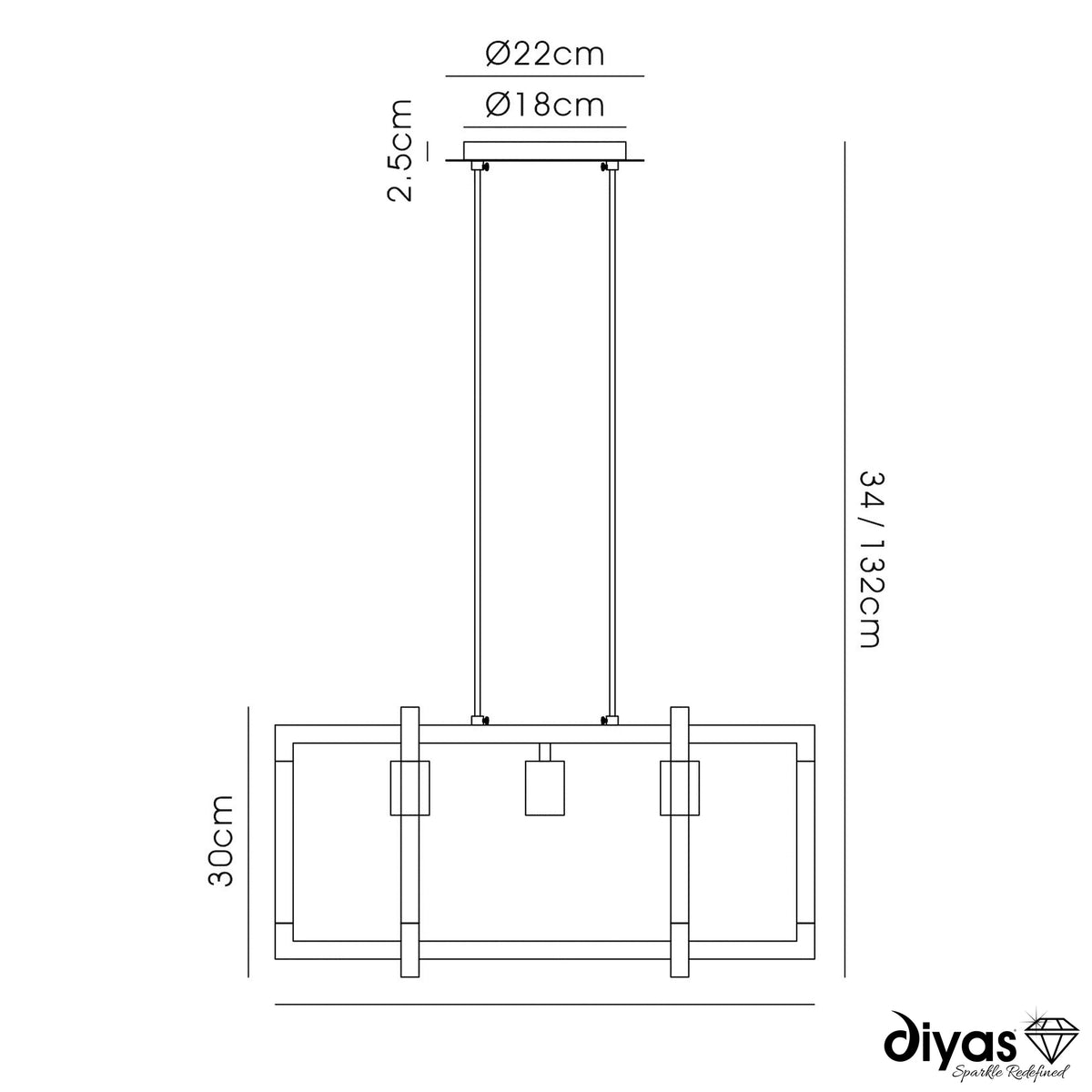 Canto 3 Light Linear Pendant in Polished Nickel