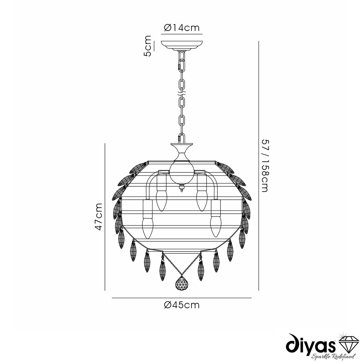 Coniston 6 Light Clear Crystal Pendant Light in Polished Chrome