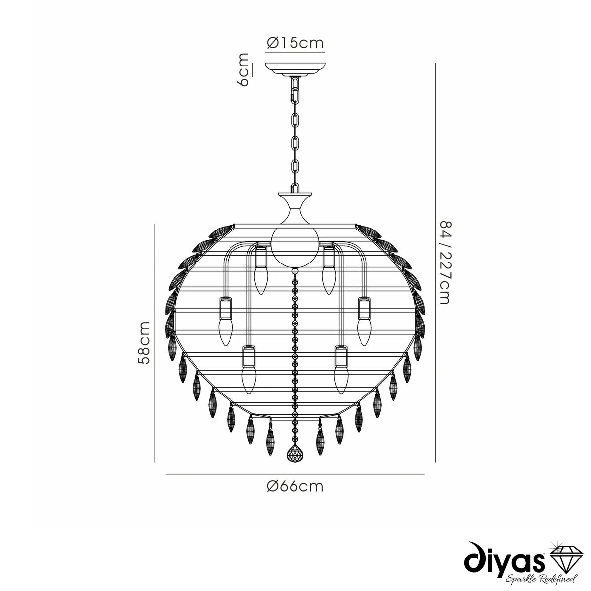 Coniston 12 Light Clear Crystal Pendant Light in Polished Chrome