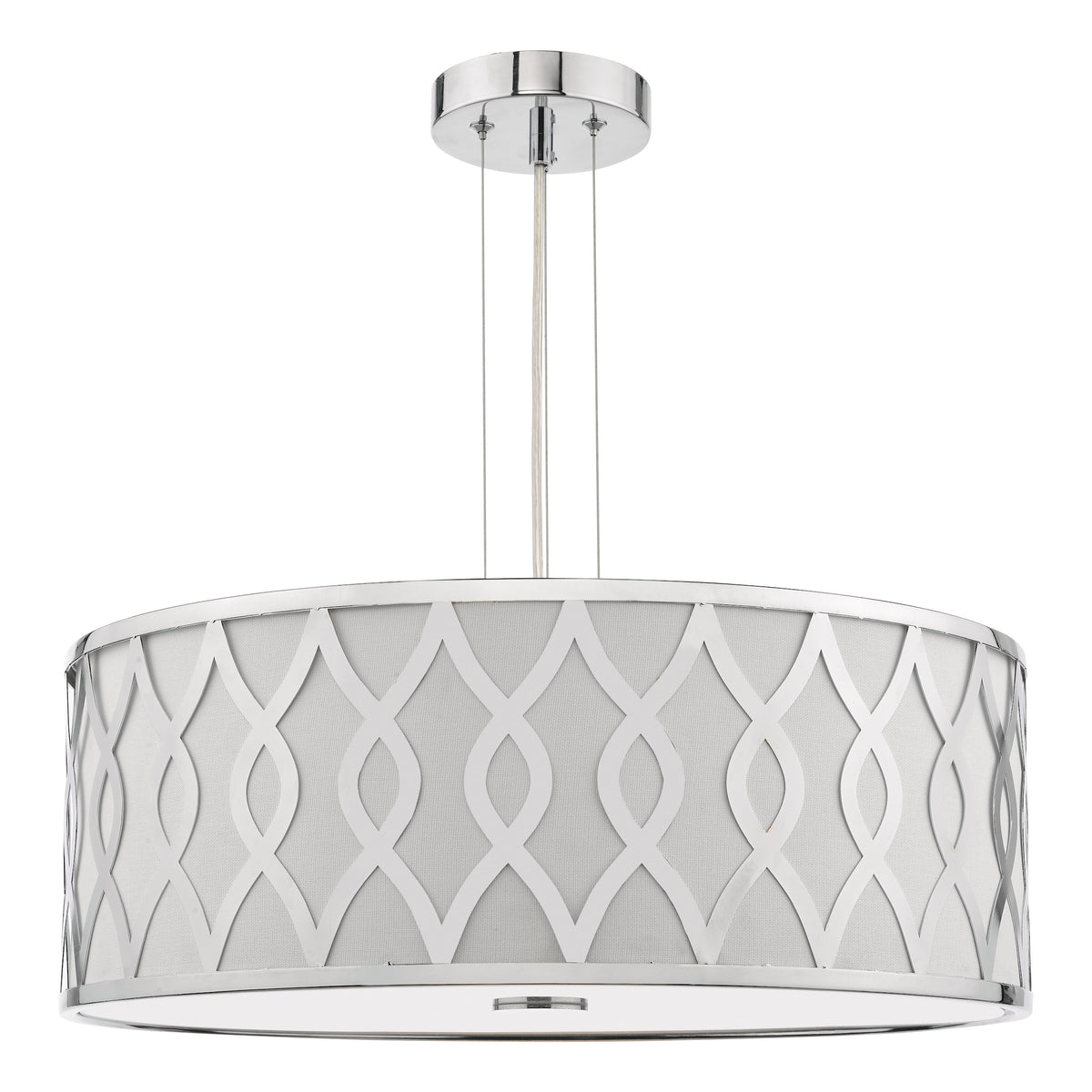 Locryn Four Light Pendant in Polished Chrome with Ivory Linen Shade