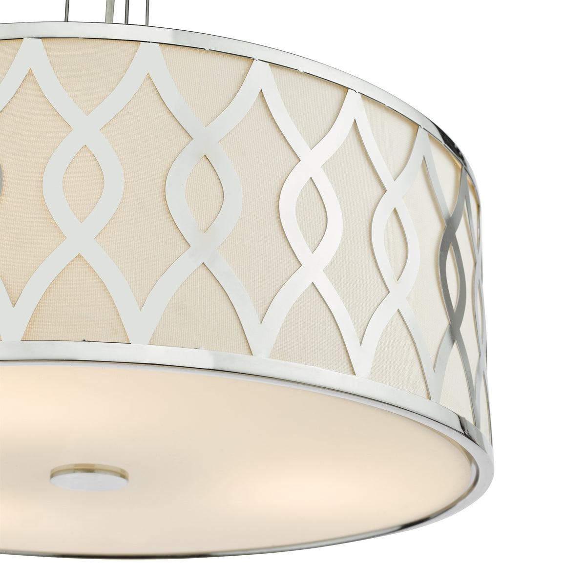 Locryn Four Light Pendant in Polished Chrome with Ivory Linen Shade