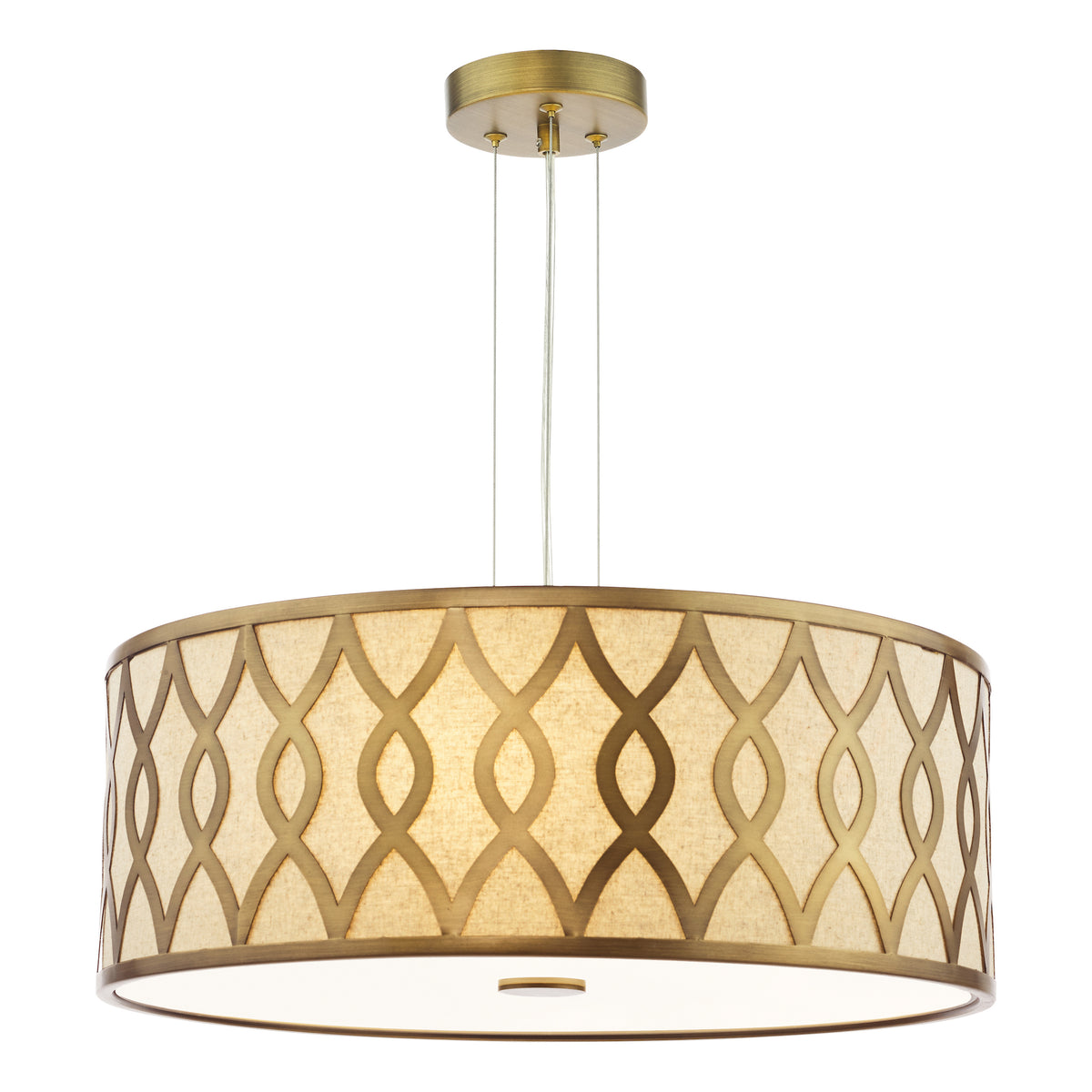 Locryn Four Light Pendant in Brushed Bronze with Taupe Linen Shade