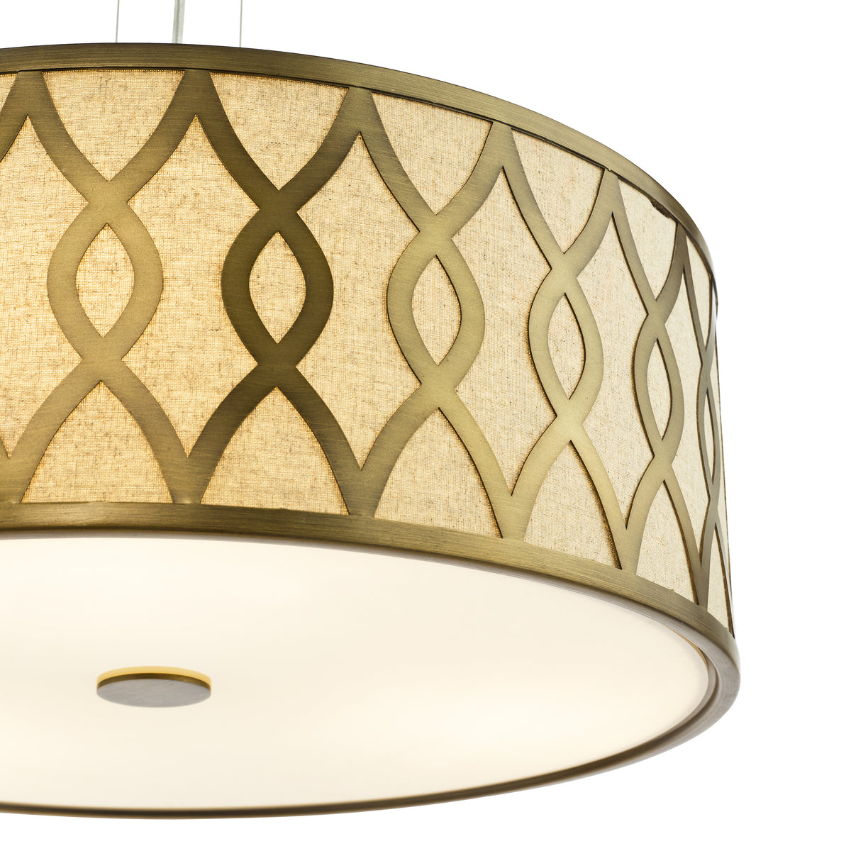 Locryn Four Light Pendant in Brushed Bronze with Taupe Linen Shade