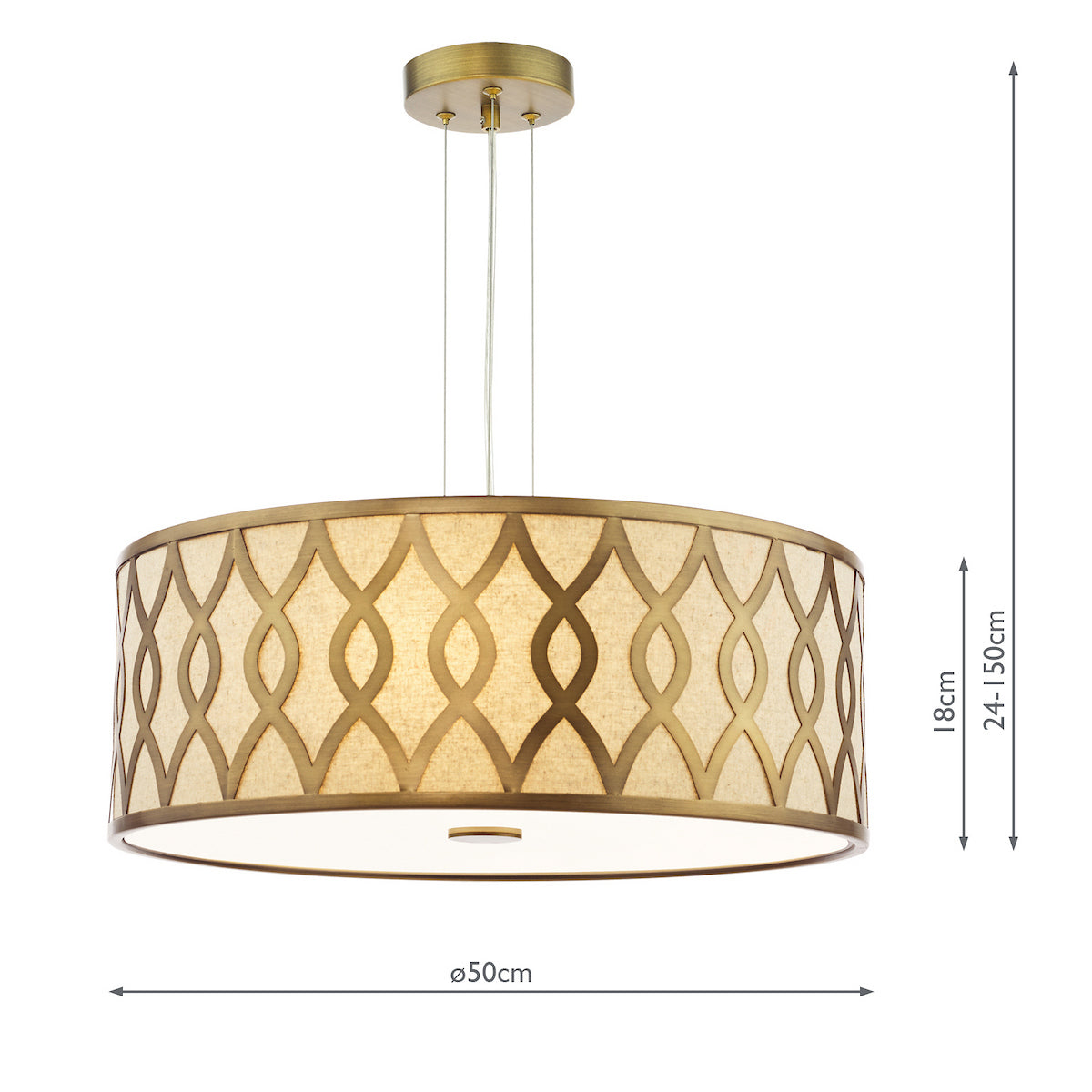 Locryn Four Light Pendant in Brushed Bronze with Taupe Linen Shade