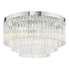 Logan Five Light Flush Ceiling Light in Polished Chrome with Clear Glass Rods