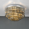 Logan Five Light Flush Ceiling Light in Polished Chrome with Smoked Glass Rods
