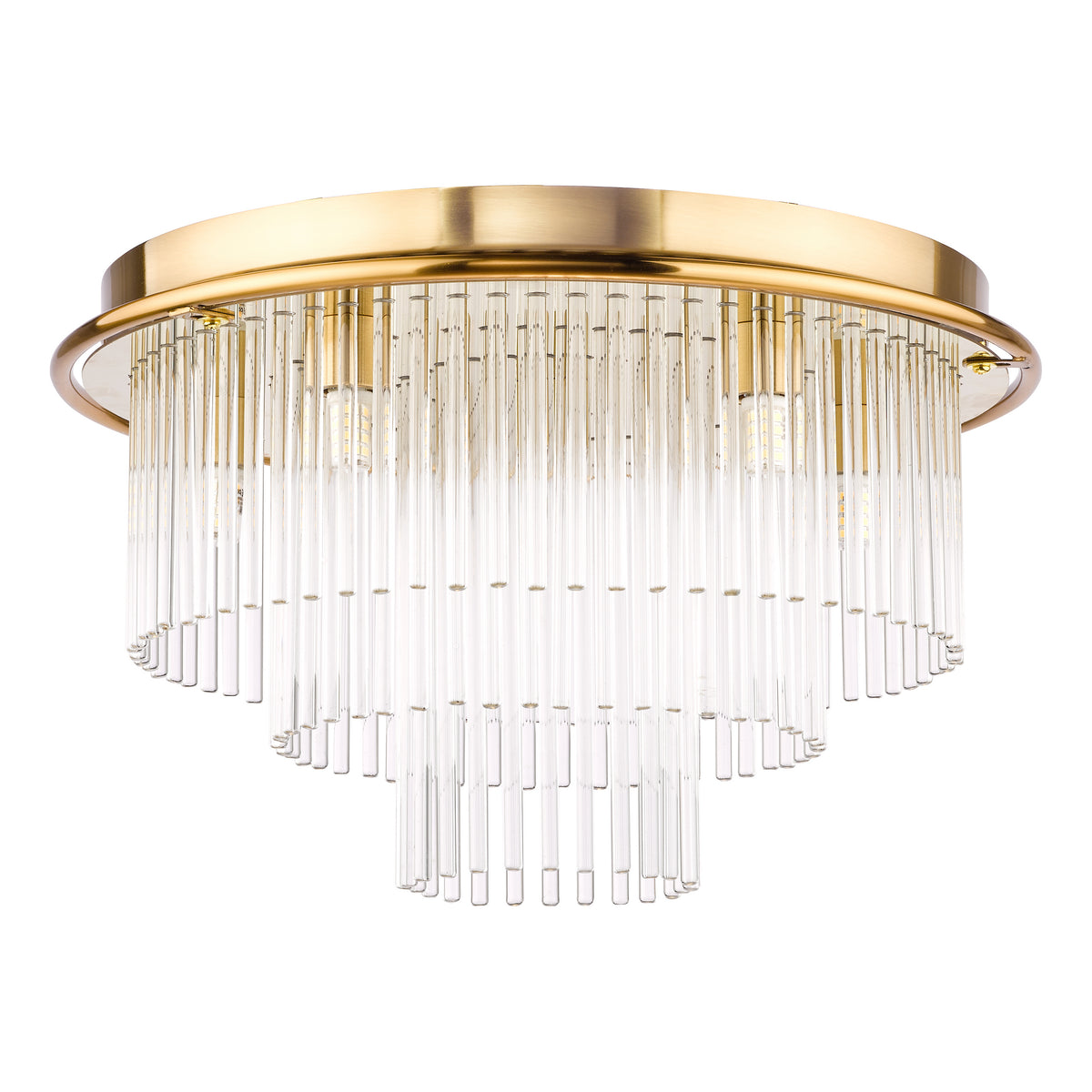 Lukas 6 Light Semi Flush Ceiling Light in Antique Gold with Clear Glass