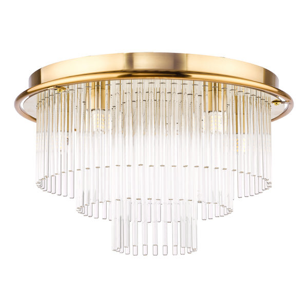 Lukas 6 Light Semi Flush Ceiling Light in Antique Gold with Clear Glass
